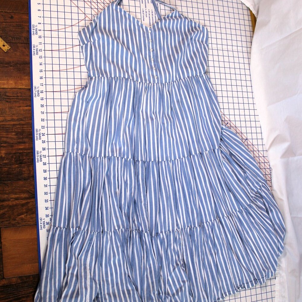 Old Navy Tiered Maxi Sundress Blue Striped XXL